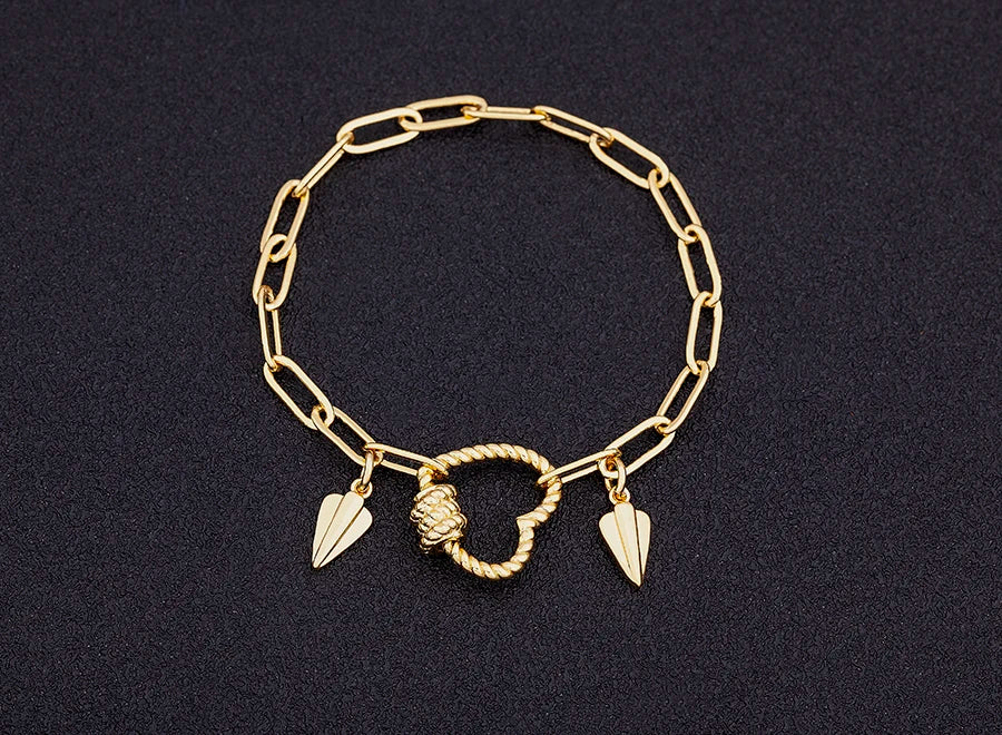 Nidin Light Luxury Classic Charm Heart Bracelet for Women Shiny Princess Cut Cubic Zircon CZ Pendant Bangles Copper Jewelry Gift