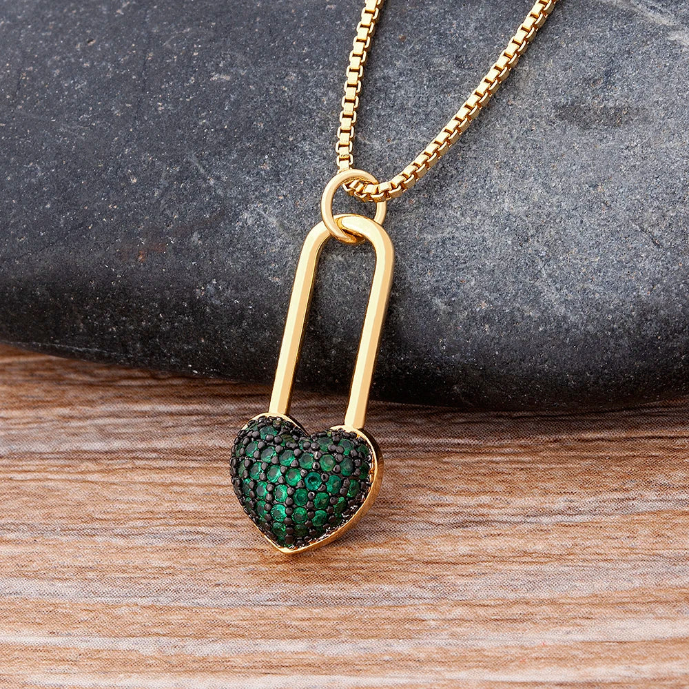 Nidin New Classic Love Heart Necklace 5 Colors Choice For Women Copper Zircon Fashion Chain Jewelry Fine Wedding Luxury Gifts
