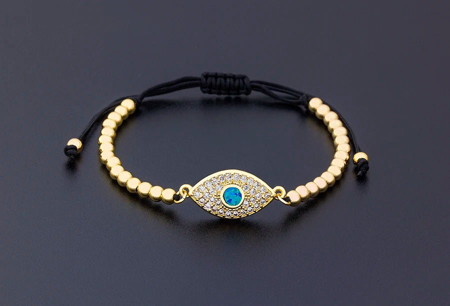 Nidin Hamsa Hand Evil Eye Copper Beads Adjustable Bracelet Lucky Braided Rope Bracelet 5 Styles For Women Men Party Jewelry