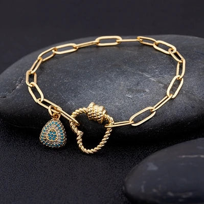 Crystal Heart Link Chain Bracelet