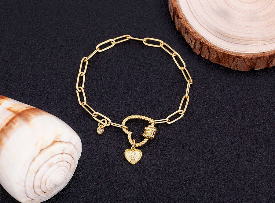 Crystal Heart Link Chain Bracelet