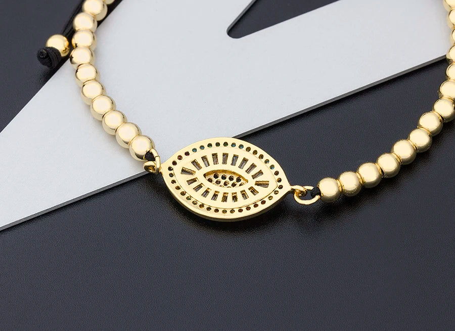 Nidin Hamsa Hand Evil Eye Copper Beads Adjustable Bracelet Lucky Braided Rope Bracelet 5 Styles For Women Men Party Jewelry