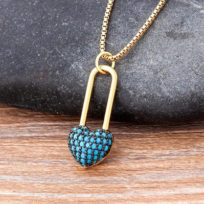 Nidin New Classic Love Heart Necklace 5 Colors Choice For Women Copper Zircon Fashion Chain Jewelry Fine Wedding Luxury Gifts