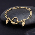 Nidin Light Luxury Classic Charm Heart Bracelet for Women Shiny Princess Cut Cubic Zircon CZ Pendant Bangles Copper Jewelry Gift
