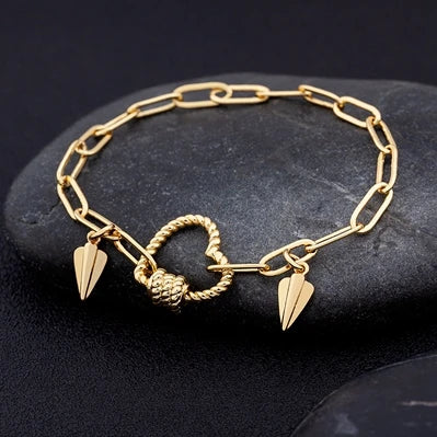 Crystal Heart Link Chain Bracelet