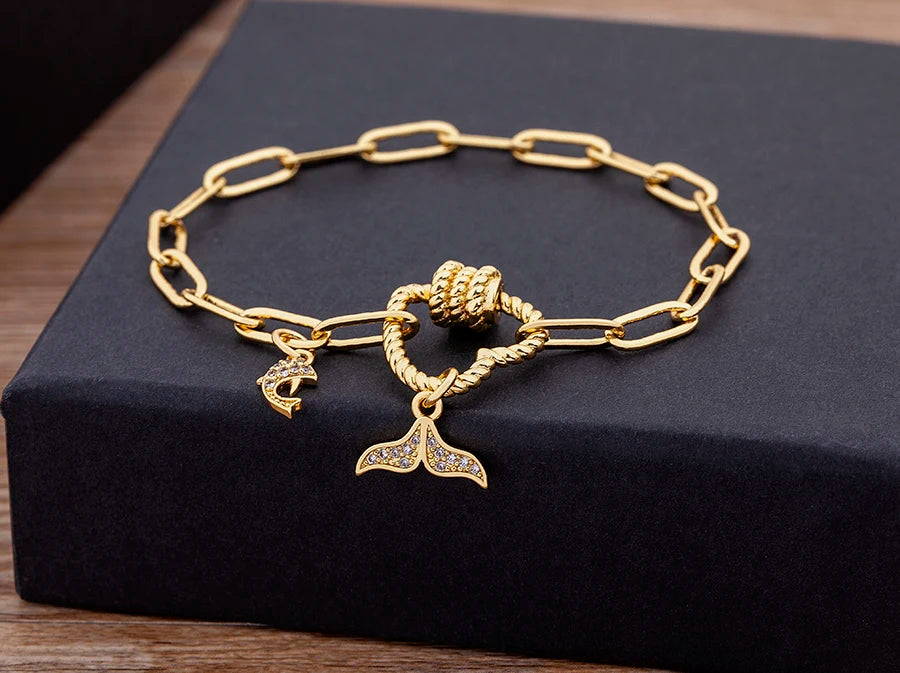 Crystal Heart Link Chain Bracelet