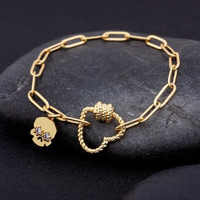 Crystal Heart Link Chain Bracelet