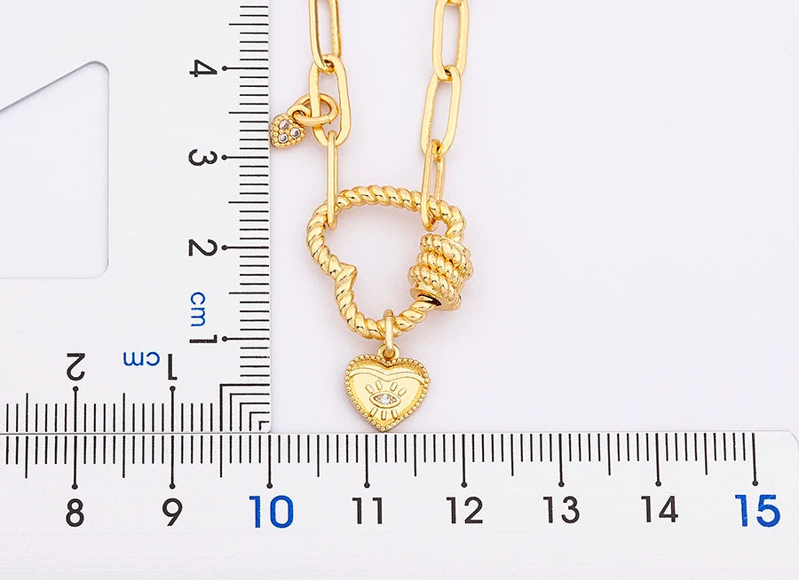 Nidin Light Luxury Classic Charm Heart Bracelet for Women Shiny Princess Cut Cubic Zircon CZ Pendant Bangles Copper Jewelry Gift