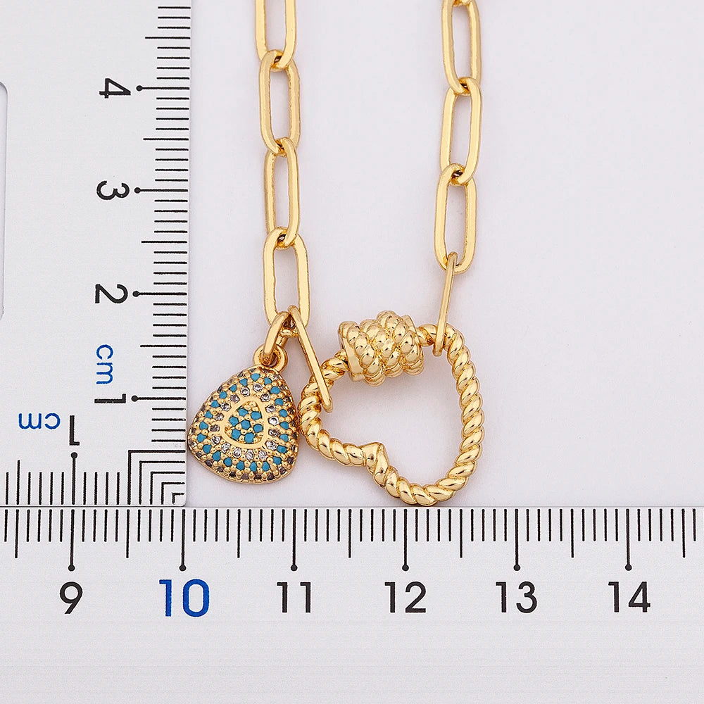 Nidin Light Luxury Classic Charm Heart Bracelet for Women Shiny Princess Cut Cubic Zircon CZ Pendant Bangles Copper Jewelry Gift