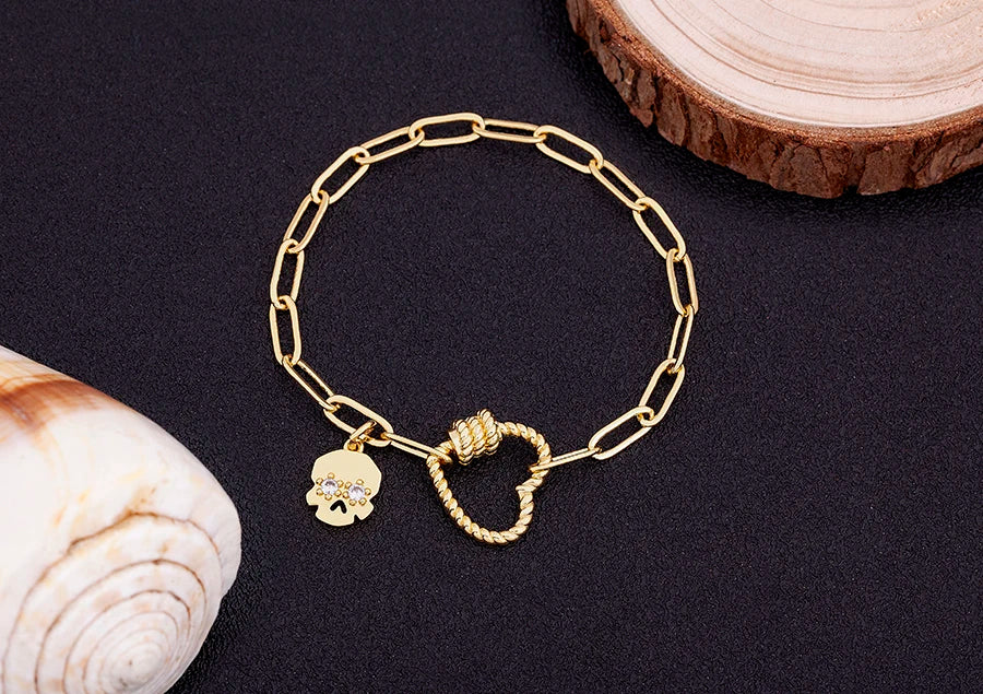 Crystal Heart Link Chain Bracelet