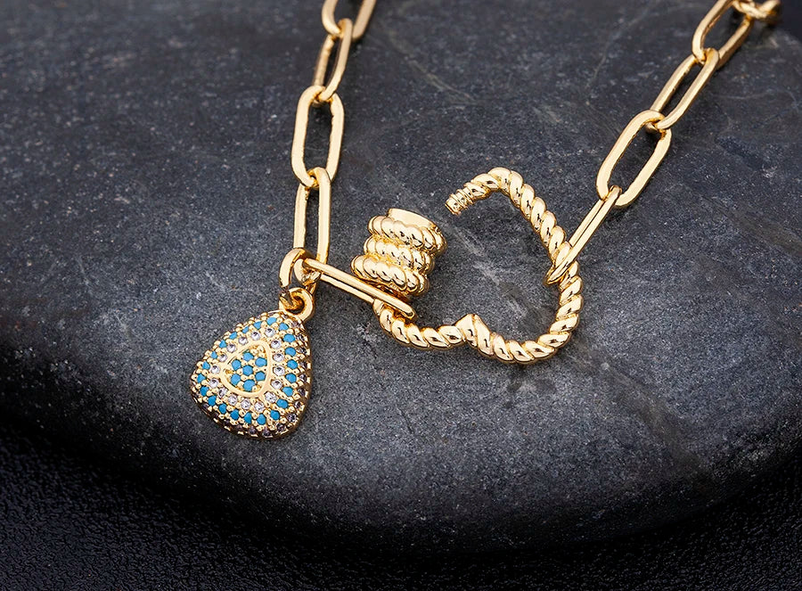 Nidin Light Luxury Classic Charm Heart Bracelet for Women Shiny Princess Cut Cubic Zircon CZ Pendant Bangles Copper Jewelry Gift