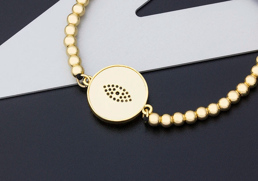 Nidin Men Trendy Turkish Evil Eye Handmade Beads Bracelet Pave CZ Eye Lucky Rope Bracelet Adjustable Female Party Jewelry Gifts