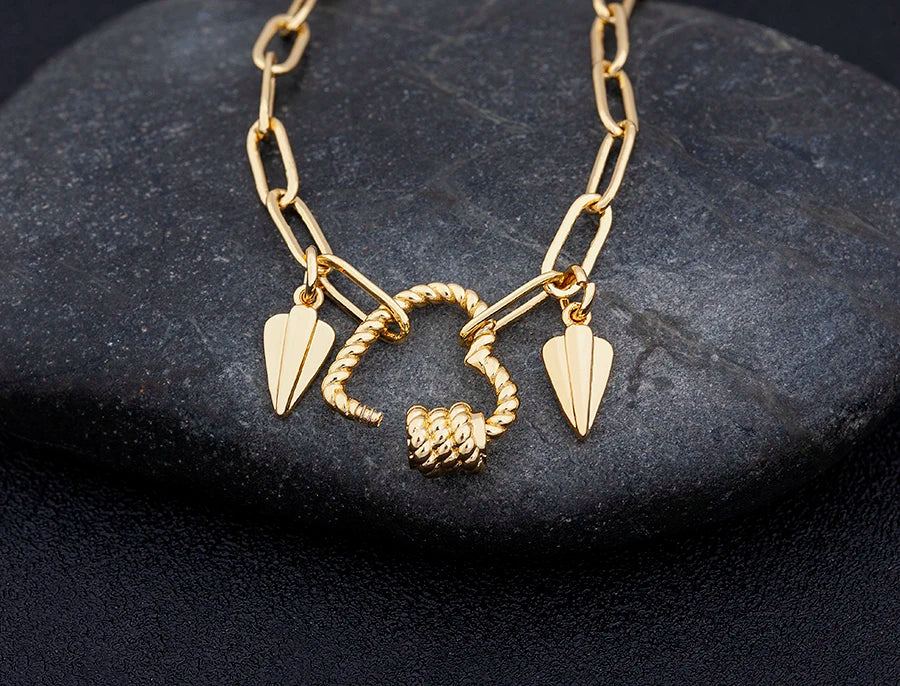 Nidin Light Luxury Classic Charm Heart Bracelet for Women Shiny Princess Cut Cubic Zircon CZ Pendant Bangles Copper Jewelry Gift