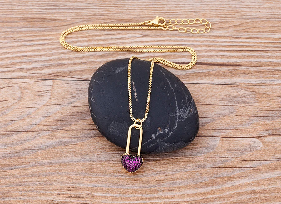 Nidin New Classic Love Heart Necklace 5 Colors Choice For Women Copper Zircon Fashion Chain Jewelry Fine Wedding Luxury Gifts