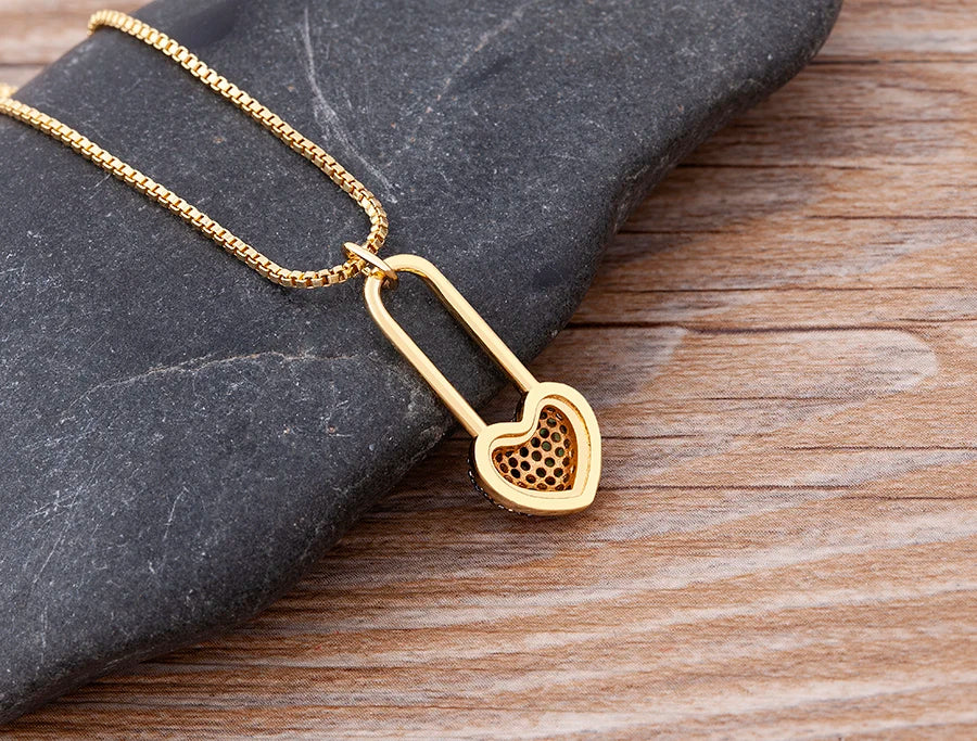 Nidin New Classic Love Heart Necklace 5 Colors Choice For Women Copper Zircon Fashion Chain Jewelry Fine Wedding Luxury Gifts