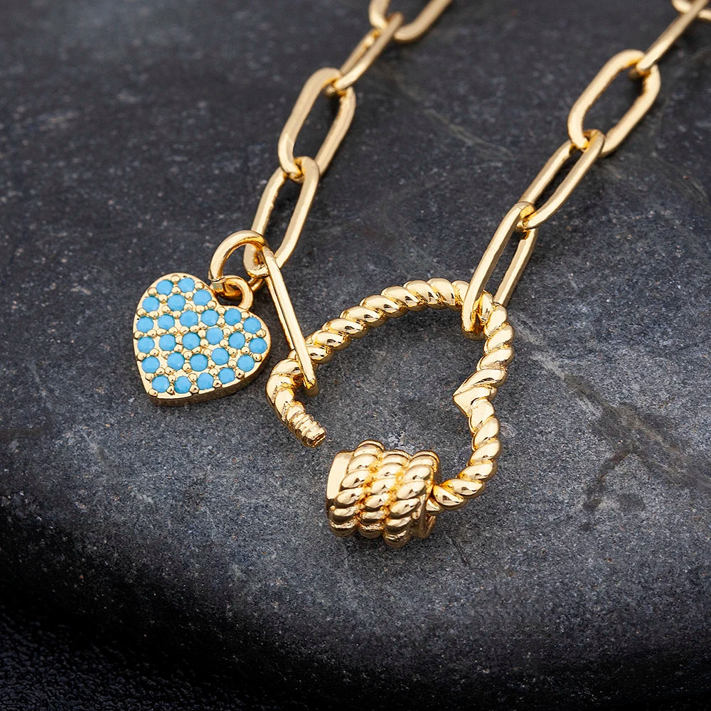 Crystal Heart Link Chain Bracelet