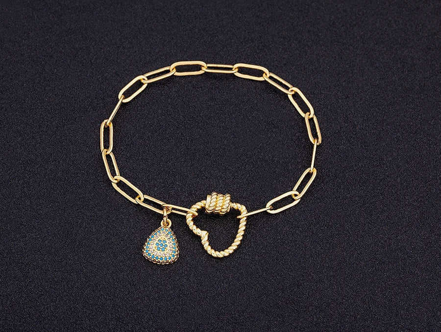 Crystal Heart Link Chain Bracelet