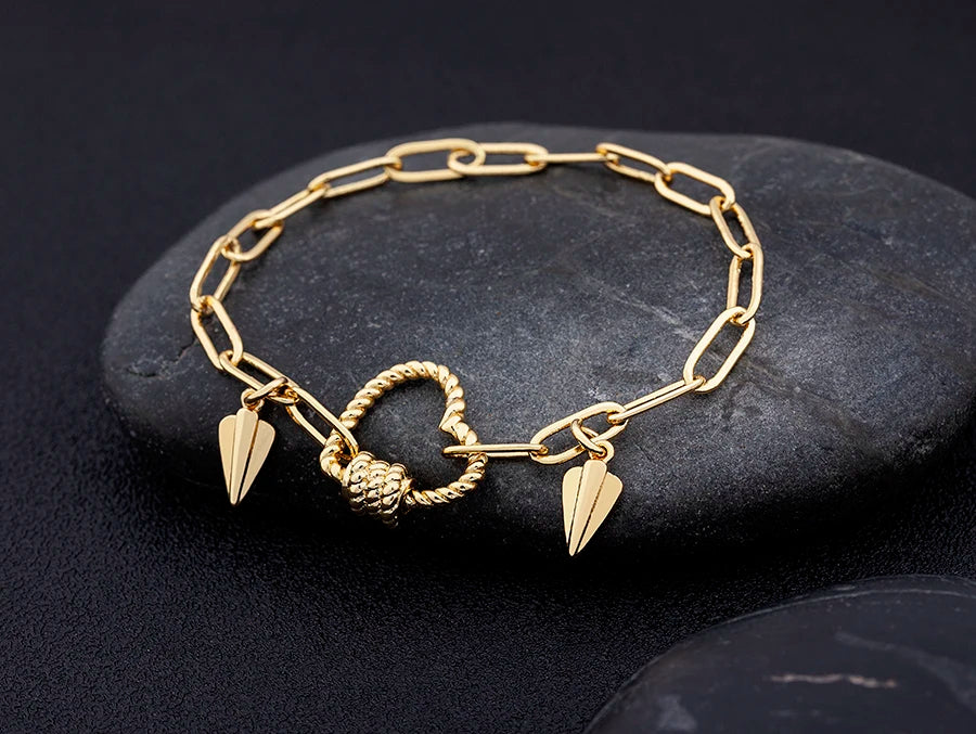 Crystal Heart Link Chain Bracelet