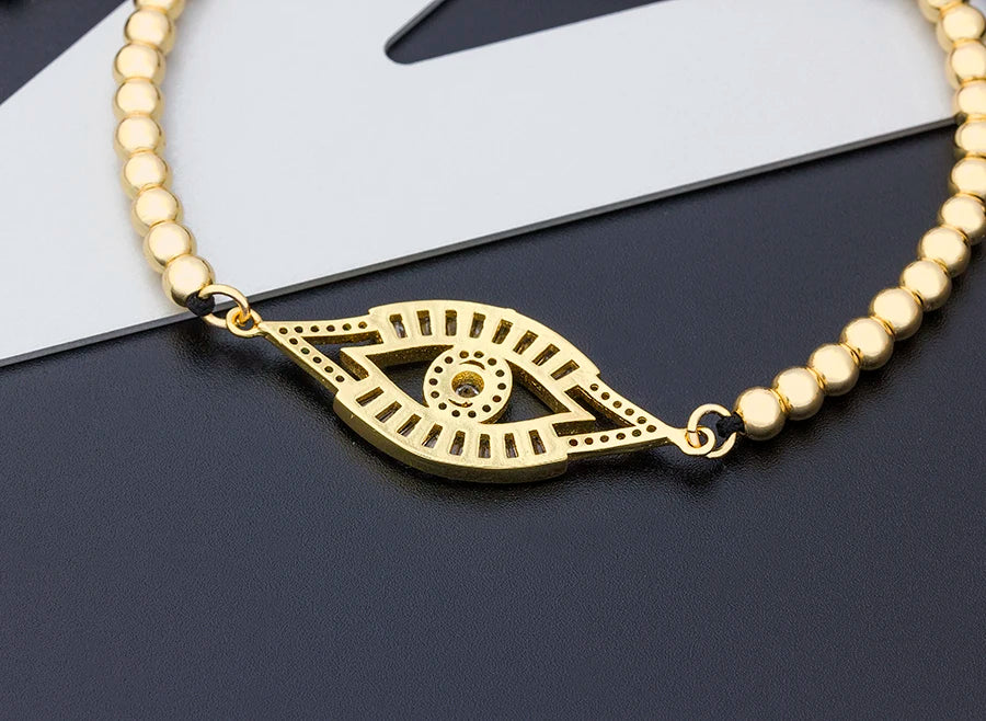 Nidin Hamsa Hand Evil Eye Copper Beads Adjustable Bracelet Lucky Braided Rope Bracelet 5 Styles For Women Men Party Jewelry