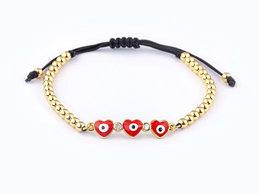 Nidin Adjustable Handmade Braided String Bracelet Women Men Turkish Evil Eye Heart Shape Bangle Couple Lucky Wedding Jewelry