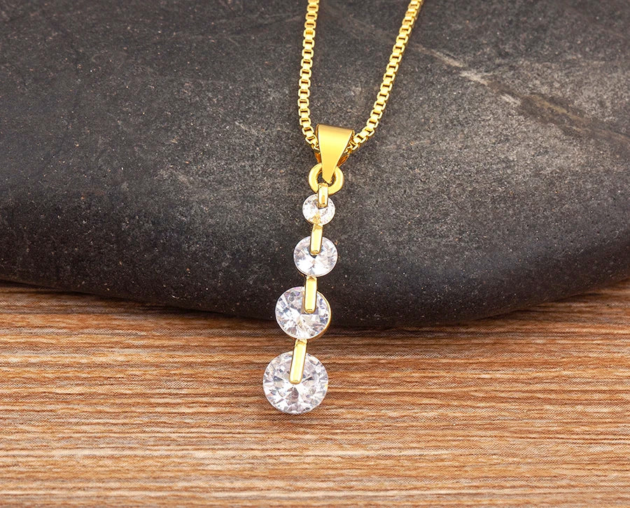 Nidin New Creative Design Round Zircon Fashion Bling Crystal Neck Accessories Jewelry Gold Plated Fine New Year Gift Wholesale
