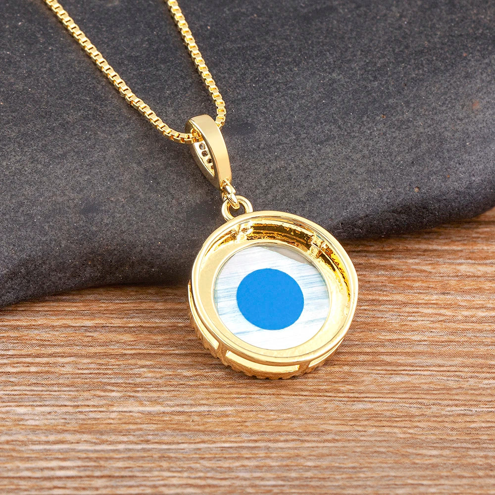 Nidin New Arrival Gold Plated Evil Eye Pendant Necklace For Women Zircon Jewelry Clavicle Chain Choker Party Wedding Gift