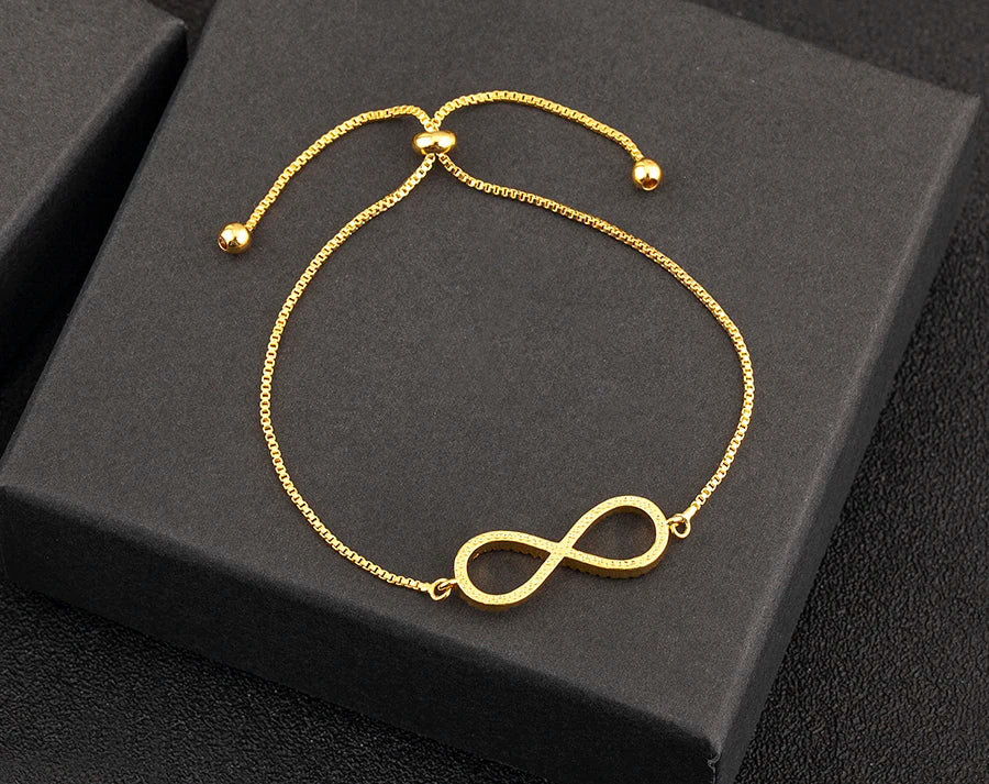 Nidin Charm Zircon Geometric Shape Bracelet Adjustable 15 Styles Gold Color Link Chain Jewelry Women's Personality Party Gift