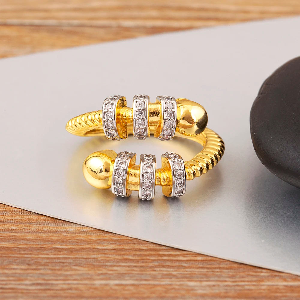 Adjustable Shiny Zircon Open Ring