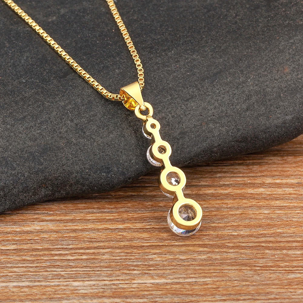 Nidin New Creative Design Round Zircon Fashion Bling Crystal Neck Accessories Jewelry Gold Plated Fine New Year Gift Wholesale