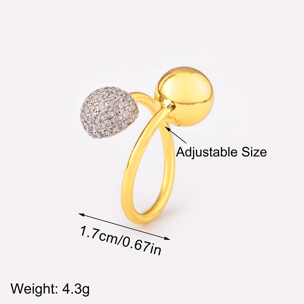 Adjustable Shiny Zircon Open Ring