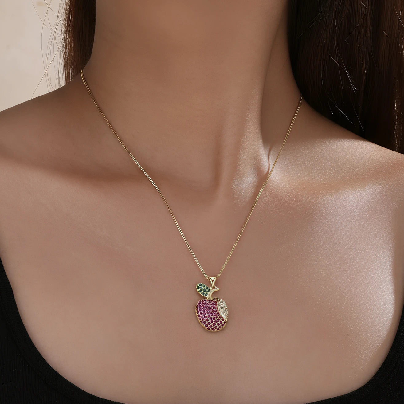 Sweet Shiny Zircon Fruit Pendant