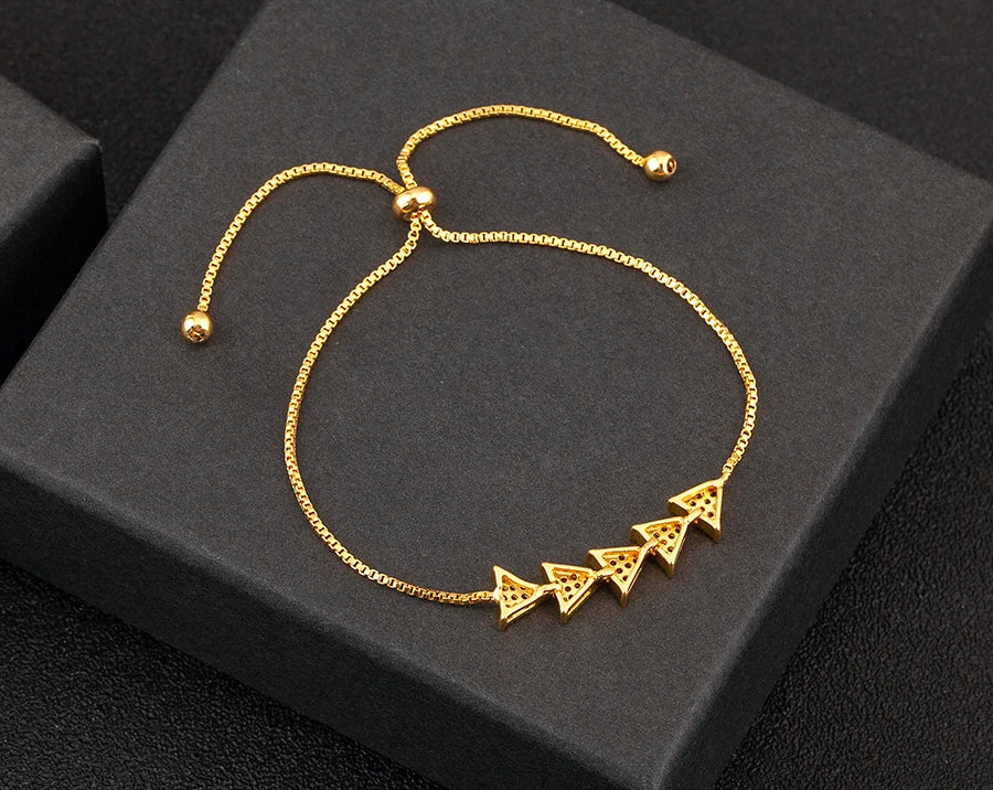 Nidin Charm Zircon Geometric Shape Bracelet Adjustable 15 Styles Gold Color Link Chain Jewelry Women's Personality Party Gift