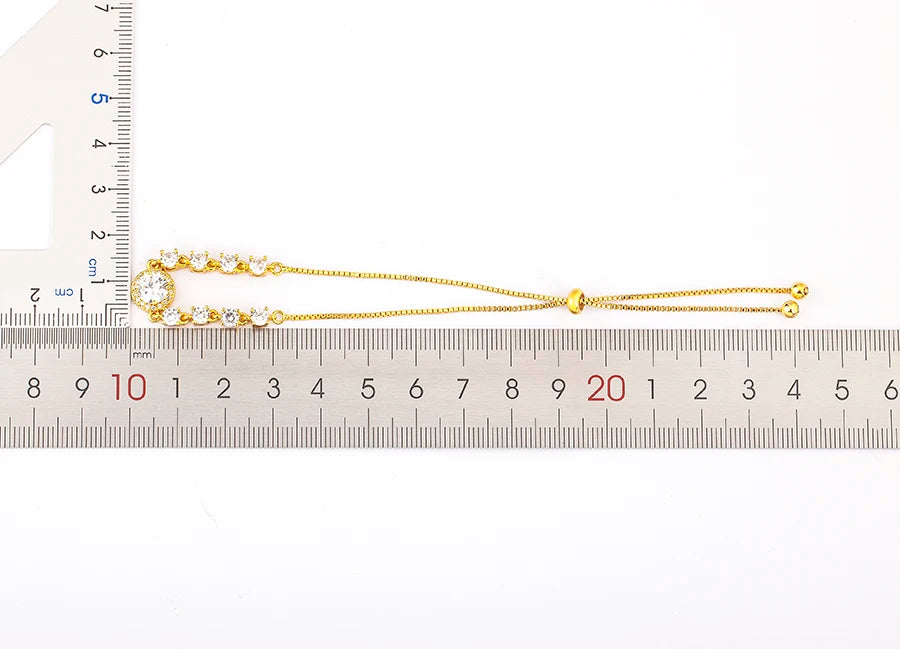 Nidin Charm Zircon Geometric Shape Bracelet Adjustable 15 Styles Gold Color Link Chain Jewelry Women's Personality Party Gift