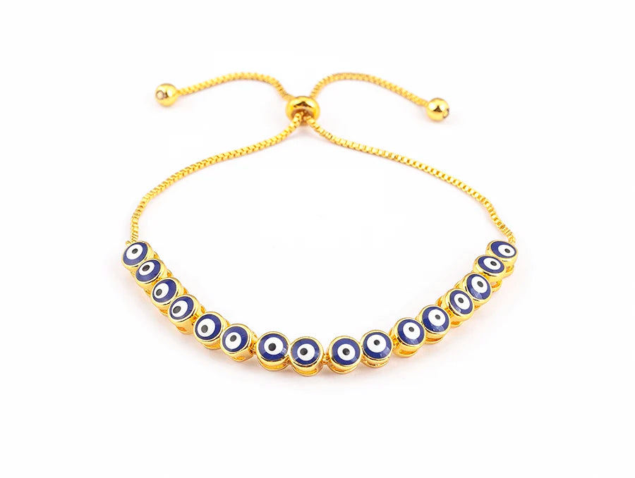 Nidin Luxury Men 4 Colors Evil Eye Beads Chain Bracelets Bangles Adjustable Party Wedding Elegant  Jewelry Gift For Female Male