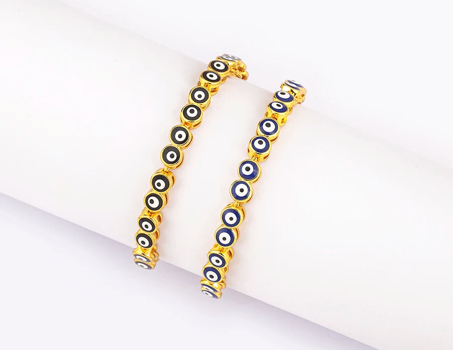Nidin Luxury Men 4 Colors Evil Eye Beads Chain Bracelets Bangles Adjustable Party Wedding Elegant  Jewelry Gift For Female Male