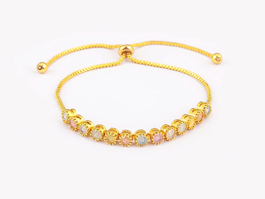 Nidin Charm Zircon Geometric Shape Bracelet Adjustable 15 Styles Gold Color Link Chain Jewelry Women's Personality Party Gift