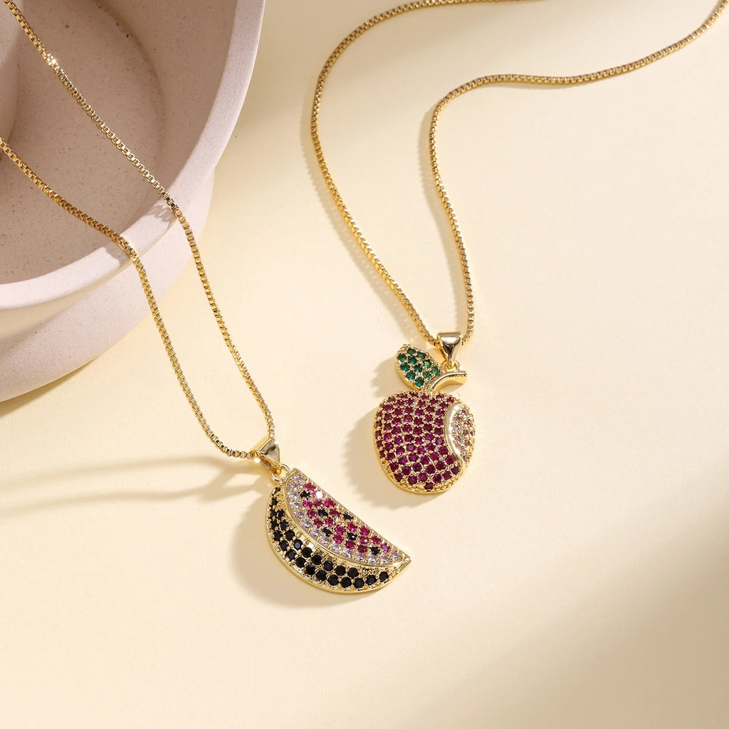Sweet Shiny Zircon Fruit Pendant