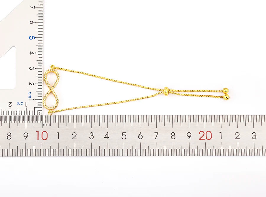 Nidin Charm Zircon Geometric Shape Bracelet Adjustable 15 Styles Gold Color Link Chain Jewelry Women's Personality Party Gift
