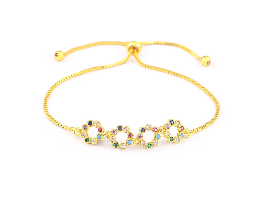 Nidin Charm Zircon Geometric Shape Bracelet Adjustable 15 Styles Gold Color Link Chain Jewelry Women's Personality Party Gift