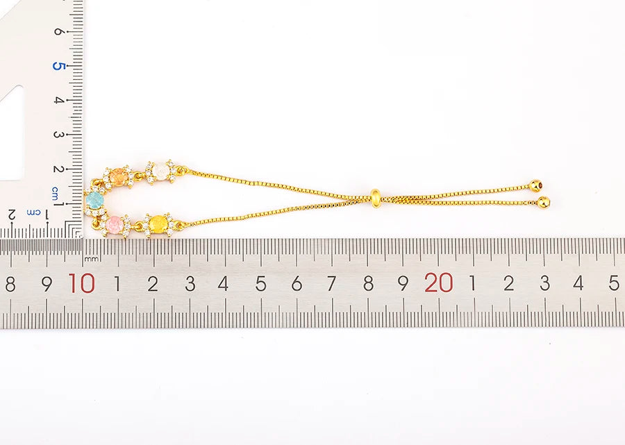 Nidin Charm Zircon Geometric Shape Bracelet Adjustable 15 Styles Gold Color Link Chain Jewelry Women's Personality Party Gift
