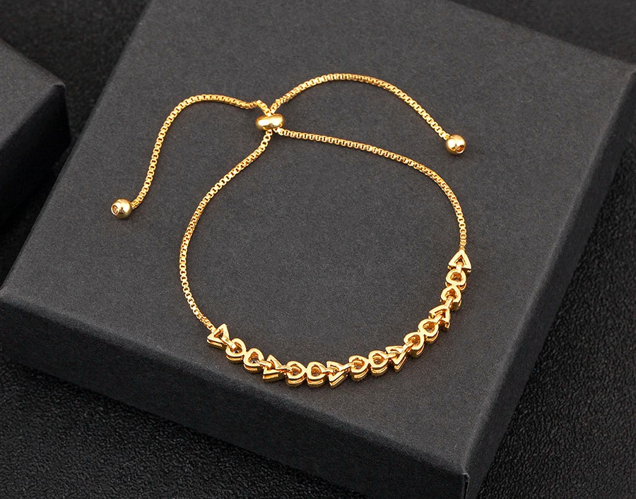 Nidin Charm Zircon Geometric Shape Bracelet Adjustable 15 Styles Gold Color Link Chain Jewelry Women's Personality Party Gift