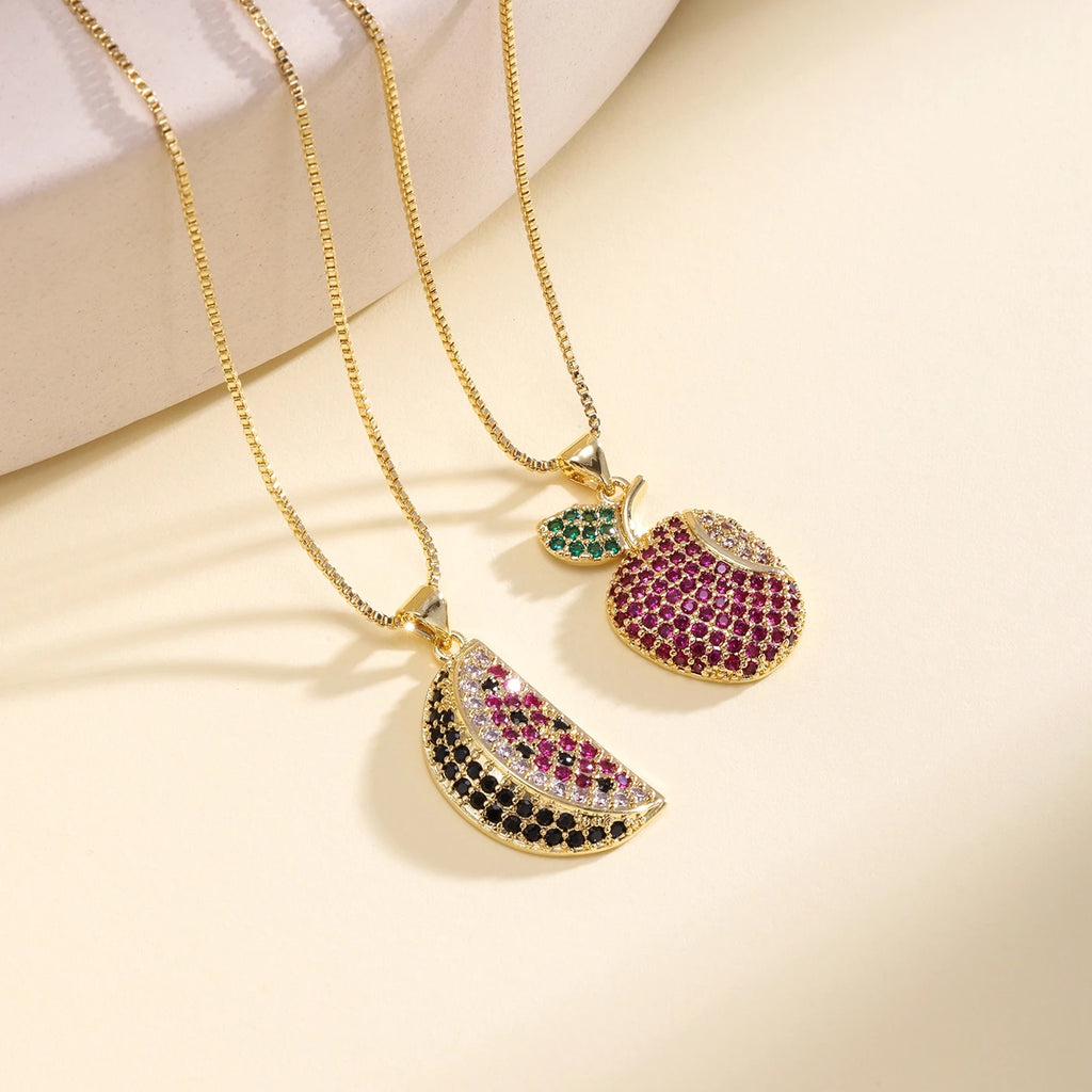 Sweet Shiny Zircon Fruit Pendant