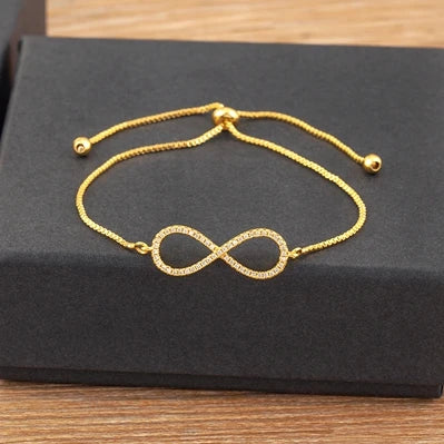 Nidin Charm Zircon Geometric Shape Bracelet Adjustable 15 Styles Gold Color Link Chain Jewelry Women's Personality Party Gift