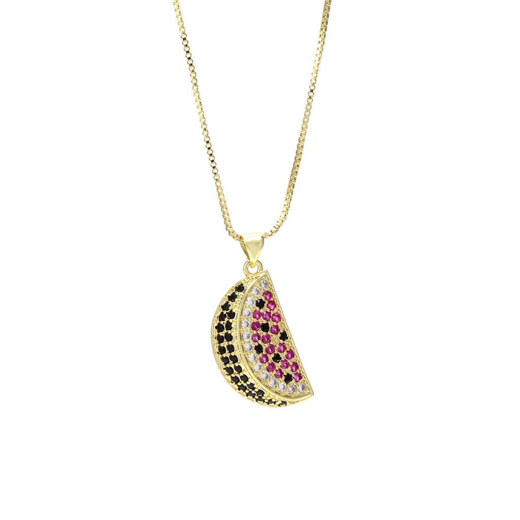 Sweet Shiny Zircon Fruit Pendant