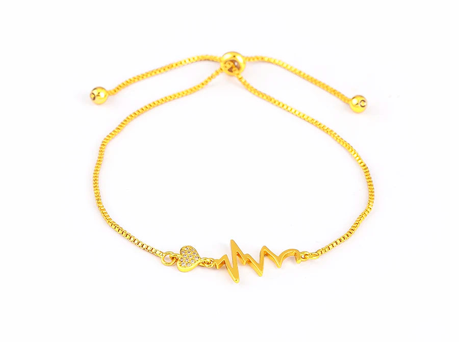 Nidin Charm Zircon Geometric Shape Bracelet Adjustable 15 Styles Gold Color Link Chain Jewelry Women's Personality Party Gift