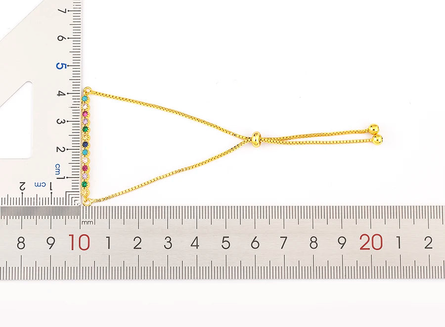 Nidin Charm Zircon Geometric Shape Bracelet Adjustable 15 Styles Gold Color Link Chain Jewelry Women's Personality Party Gift