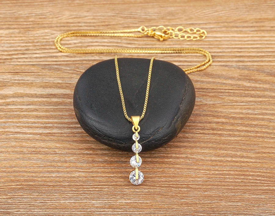 Nidin New Creative Design Round Zircon Fashion Bling Crystal Neck Accessories Jewelry Gold Plated Fine New Year Gift Wholesale