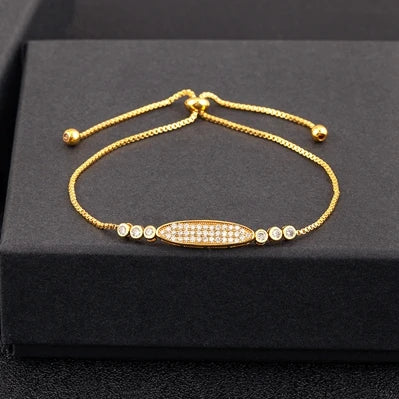 Nidin Charm Zircon Geometric Shape Bracelet Adjustable 15 Styles Gold Color Link Chain Jewelry Women's Personality Party Gift