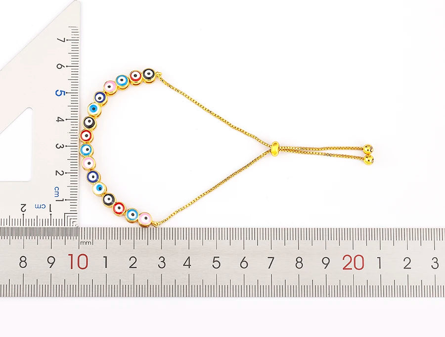 Nidin Luxury Men 4 Colors Evil Eye Beads Chain Bracelets Bangles Adjustable Party Wedding Elegant  Jewelry Gift For Female Male