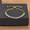 Nidin Luxury Men 4 Colors Evil Eye Beads Chain Bracelets Bangles Adjustable Party Wedding Elegant  Jewelry Gift For Female Male